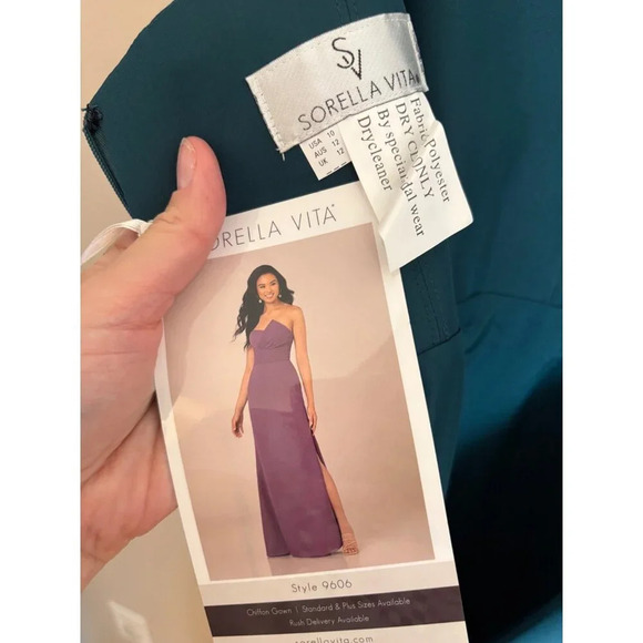 Sorella Vita NWT Notched Neckline Bridesmaid Dress Evening Gown Prom Size 10 - Picture 8 of 11